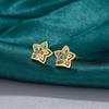Elegant Diamond Star Stud Earrings: Creative Five-Pointed High-End Fashion Jewelry for Women