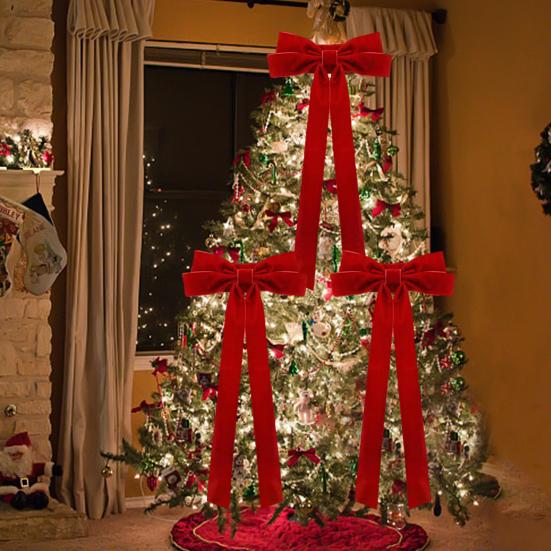 Christmas Red Bow Curtain Tie Backs Velvet Bowknot Curtain Buckle Burgundy Red Curtain Holder Back Fastener for Xmas Wedding Birthday Party Home Hotel