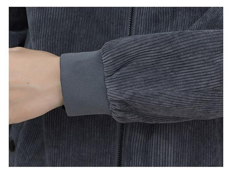 Men's Trendy Korean Style Slim Fit Corduroy Jacket with Stand Collar