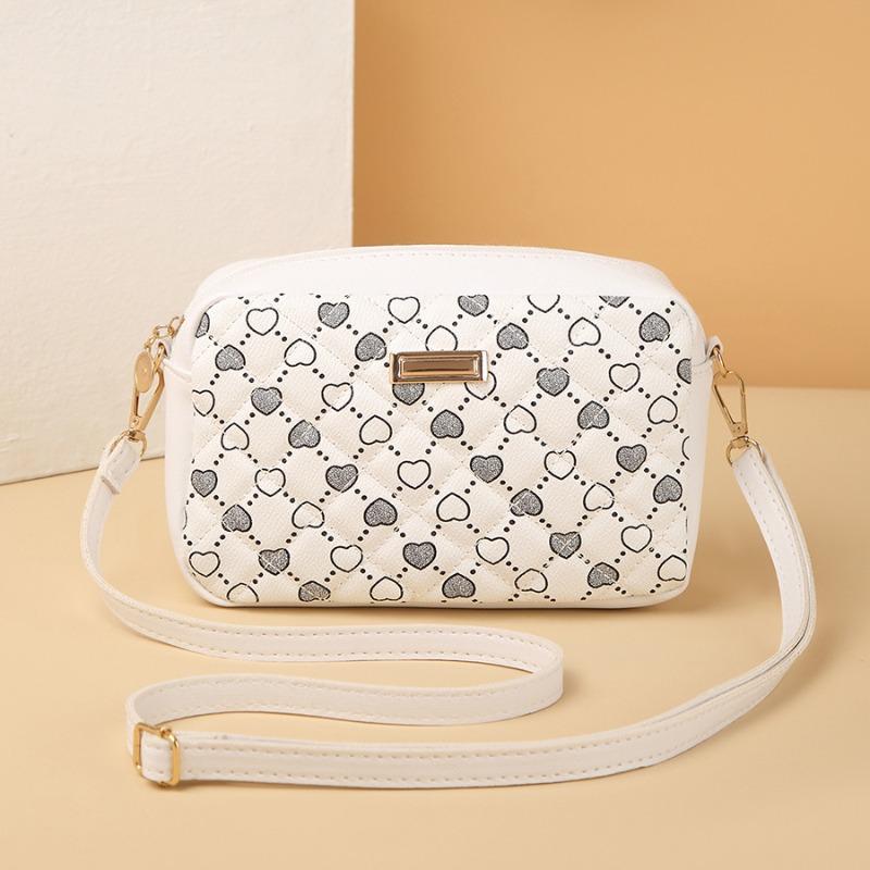 

Simple fashion casual versatile heart printing material women s messenger bag bag bag білий