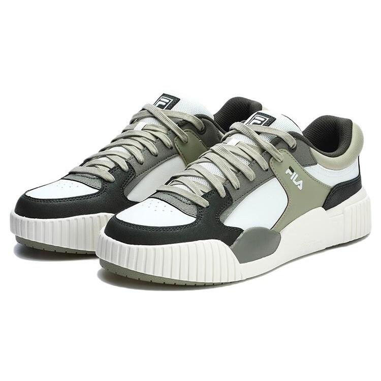Fila BLOCKS Wear Resistant And Lightweight Low Top Skateboard Shoes Men's White Green F12M312209FSF