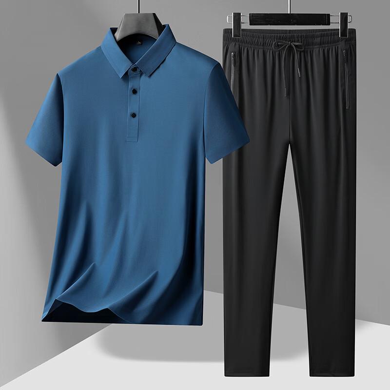 Men's Ice Silk Cooling Polo Shirt & Shorts Set