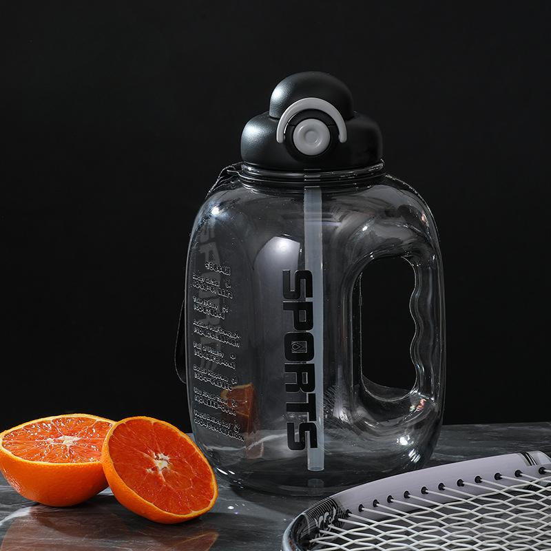 

Спортивная бутылка для воды большой емкости портативный пластиковый стакан для фитнеса с трубочкой для путешествий на открытом воздухе большой чайник посуда для питья 2500ml