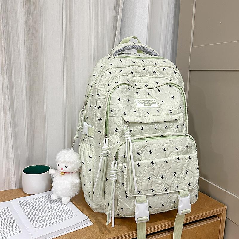 Schoolbag female new Japanese ins high value fresh and sweet bow backpack junior high school students lightweight backpack