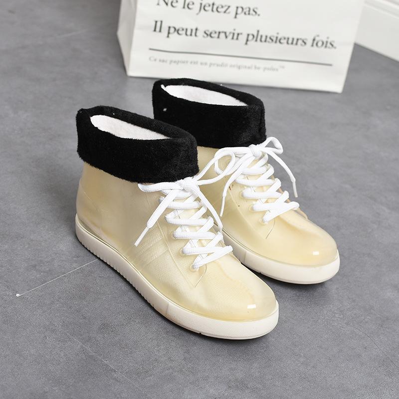 Water shoes low-top transparent rain shoes women's rain boots students short tube low tube rainproof anti-skid rubber shoes
