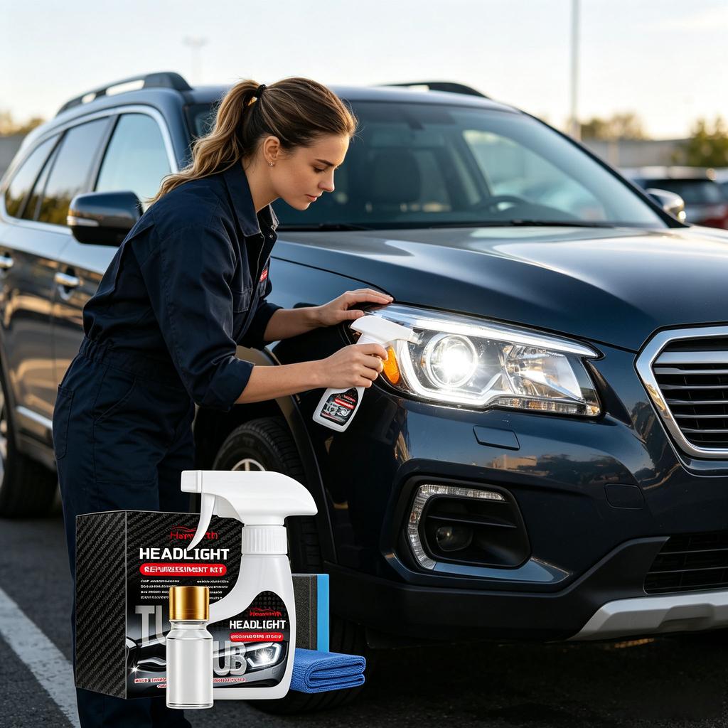 Car Headlight Restoration Fluid Remove Oxidation Improve Light Blur Restore Clarity Headlamp Brightening Refurbishing Polish Set