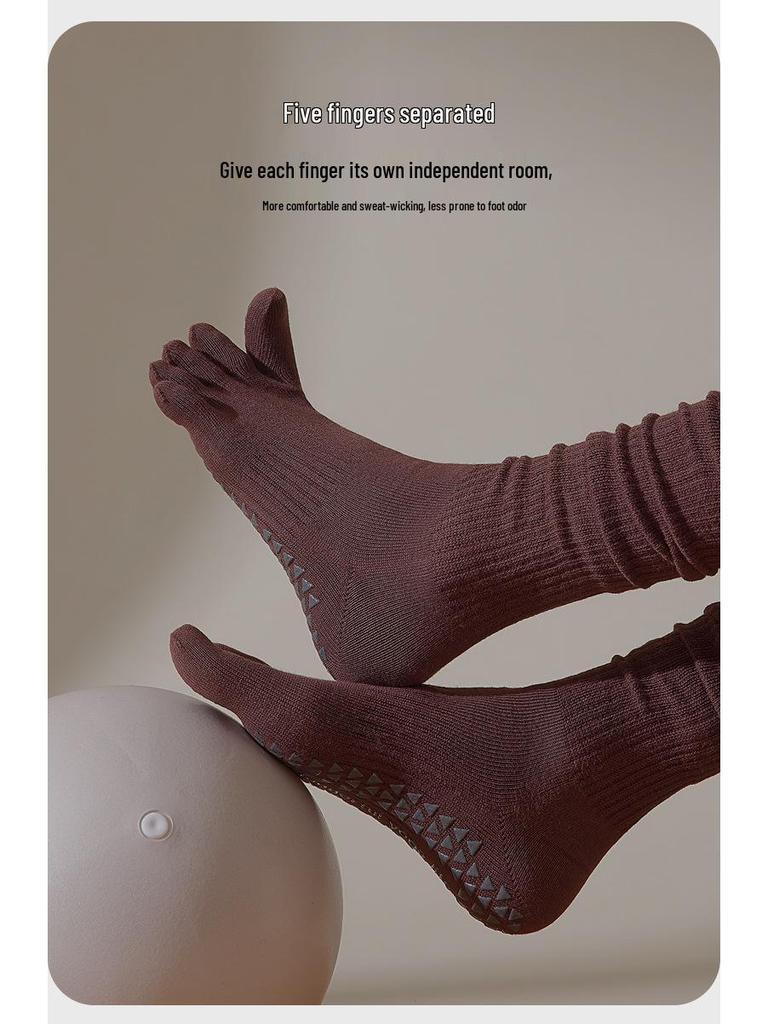 Vijfvingerige Antislip Dames Yoga Sokken voor Pilates & Fitness (Lente/Herfst)