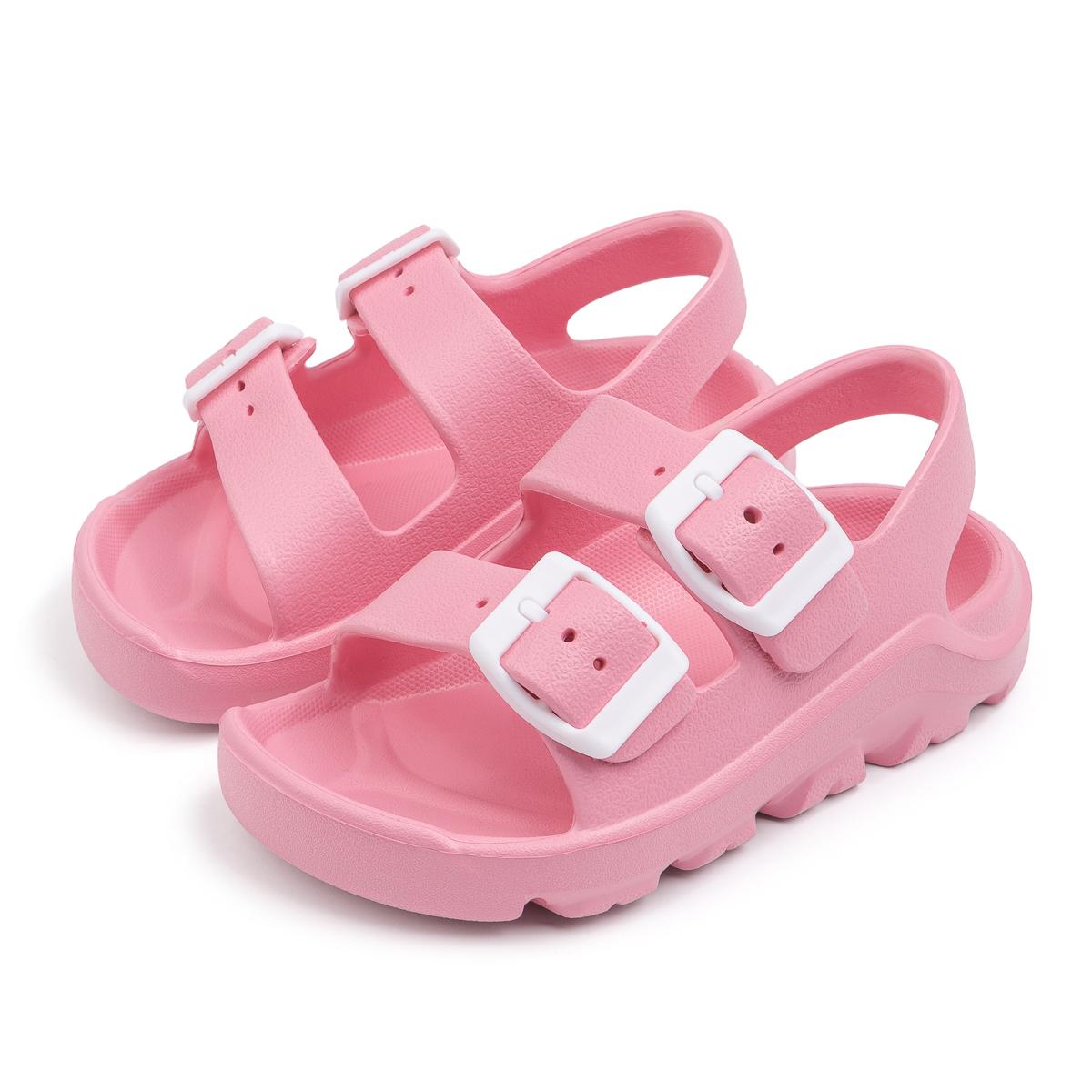Boys & Girls Double Buckle EVA Sandals Toddler Kids Adjustable Back Strap Thick Sole Summer Beach Shoes 24