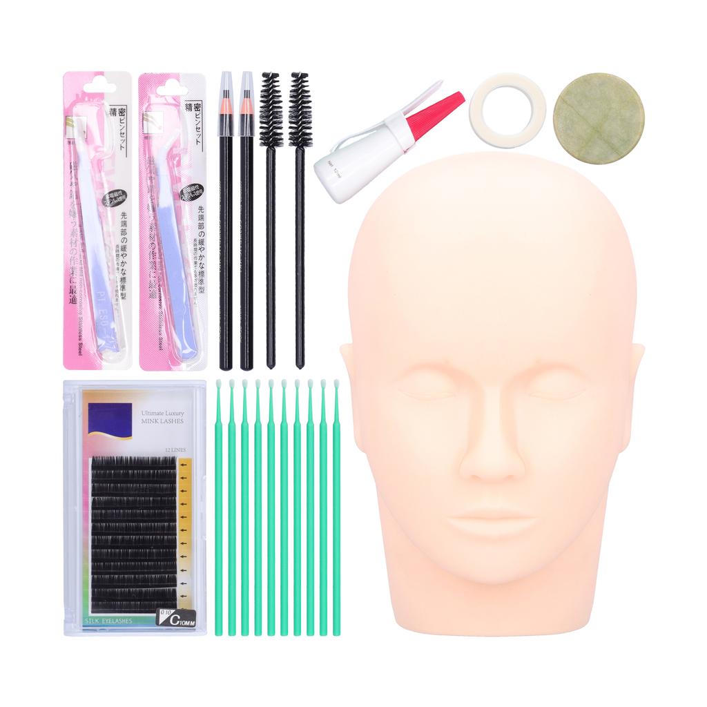 False Eyelash Extension Training Kit Mannequin Head Grafting Eyelashes Practice Tools Kit