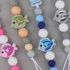 Silicone Pacifier Clip Holder One Piece Design Food Grade Soft Flexible Cartoon Pacifier Chain for Baby Boys Girls Pea Green