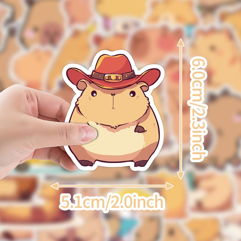 50 Pack Cute Capybara Graffiti Stickers: Waterproof Decorative Decals for Suitcases, Water Bottles, and Journals.