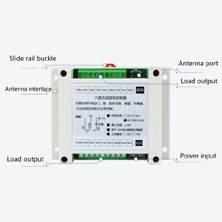 Remote Control Wireless Switch 12V-24V 6CH 6 Way Relay Receiver 6CH Transmitter