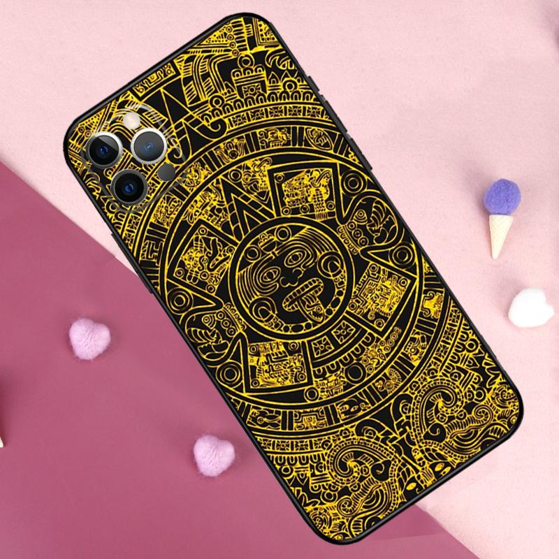 Aztec Calendar Mayan Native Stone Phone Case For iPhone 17 Pro Max 14 15 16 Plus 11 Pro Max 12 13 Mini 16e 17 Air Back Cover
