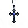 Gothic Y2K Punk Crystal Black Cross Pendant Choker Necklace for Women