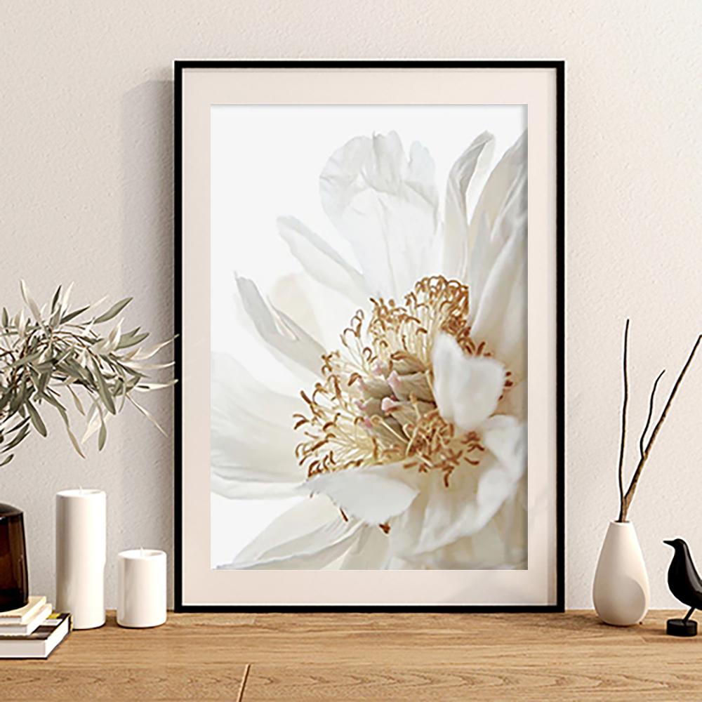 3PCS Frameless Nordic White Floral Golden Leaves Poster Wall Art Canvas Painting Prints Pictures Living Room Interior Home Decor