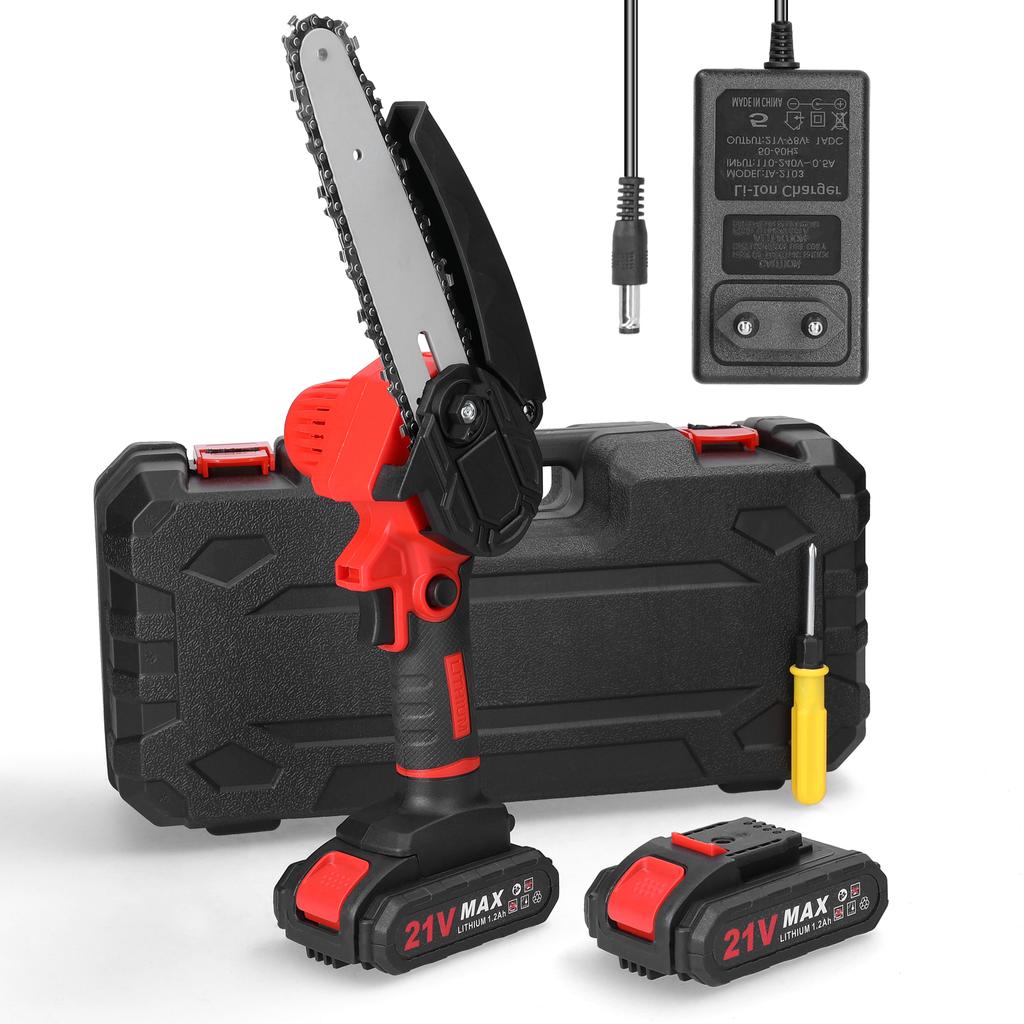 21V 6inch Portable Electric Pruning Saws Small Wood Splitting Chainsaw Brush Motor One-handed