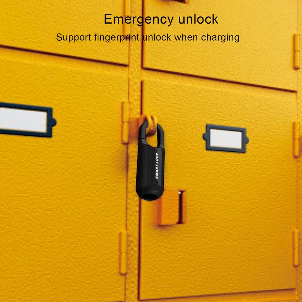Fingerprint Lock AntiTheft Security USB Rechargeable Thumbprint Padlock for Luggage Case(Black )
