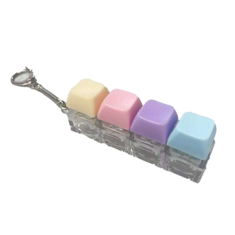 Finger Keychain Decompression Decor Keychain Toy 1/4/5/9 Keyboard Key Anti Stress Relief Game Button Office Desk Accessories