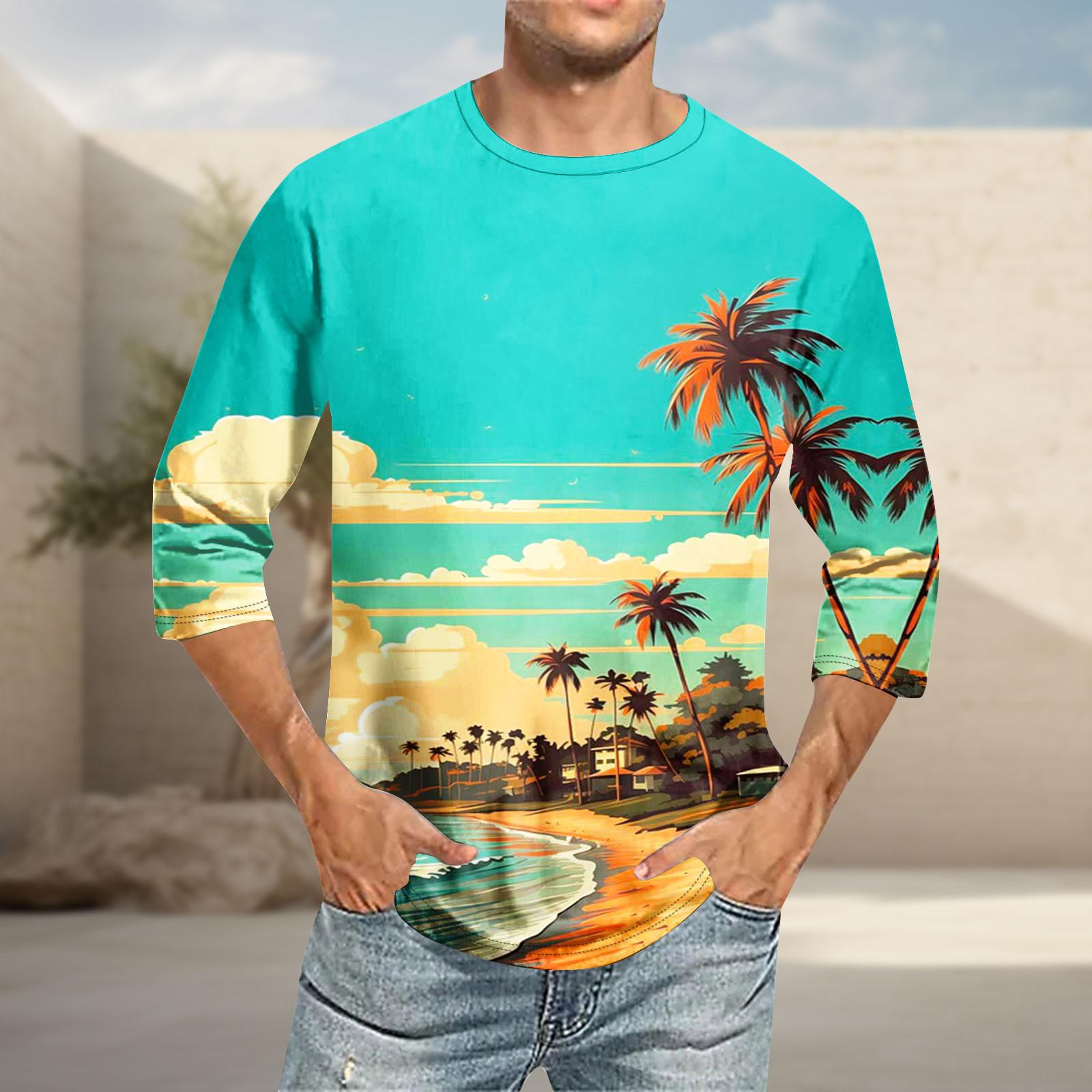 

Мужская повседневная модная футболка с круглым вырезом и рукавом три четверти L