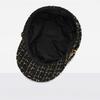 Hat Women's Autumn and Winter New Navy Hat Plaid British Retro Octagonal Hat S Chain Beret
