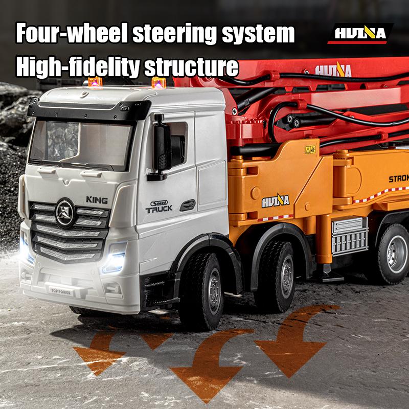 Huina1381 Vodní tryska Zvuk Světlo Domíchávač betonu Slitina Elektrické Dálkové Ovládání Inženýrské Auto Model Rypadla Chlapecká Hračka Dětský Dárek