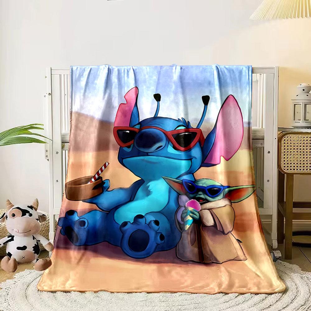 Blue cartoon characters relaxing with sunglasses, snacks, and a desert vibe. for all seasons blanket lunch break throw gift 80cm x 120cm