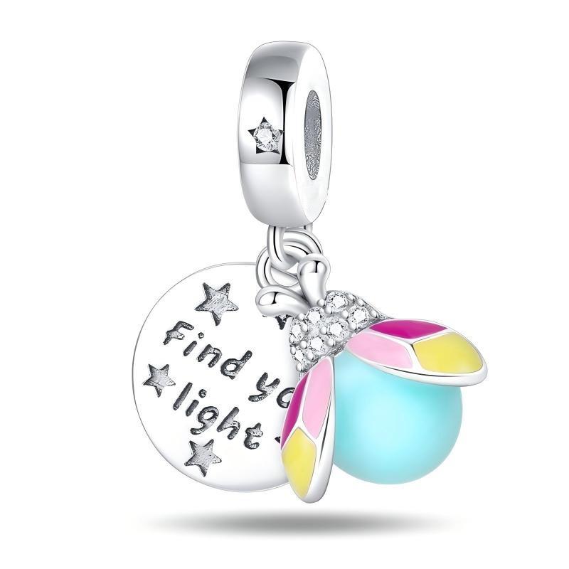 S925 Silver Glow In The Dark Firefly Pendant DIY Craft Jewelry Making Supplies For Bracelet Necklace Beading