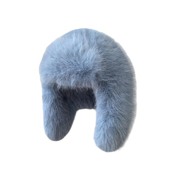 

Шапка Лей Фэна Однотонная Искусственный Мех Лисы Лыжная Шапка Осень Зима Женская Теплая Шапка Аксессуары для Активного Отдыха озеро синий