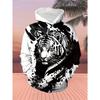 Men's Animal Print Simple Hooded Sweater Comfortable Loose Hoodies Sweatshirts Men’s