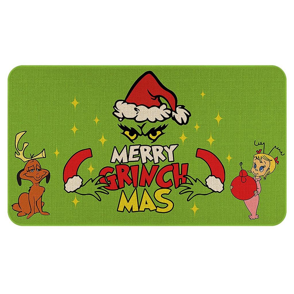 Grinch Floor Mat, Christmas Carpet, Holiday Door Mat, Green Clown Floor Mat.