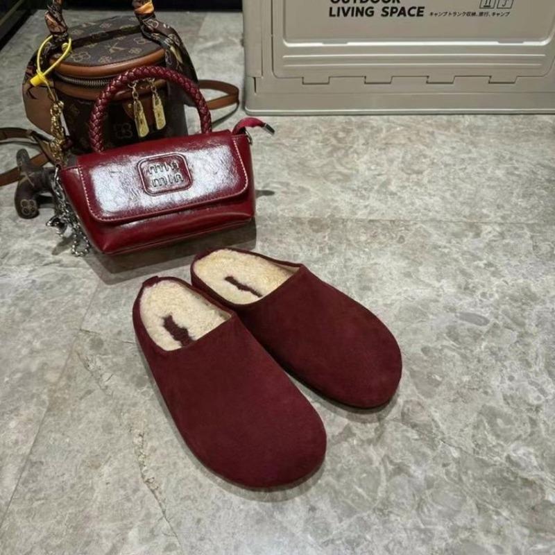 Baotou half slippers women's new autumn and winter piled thickened versatile warm wool cotton slippers