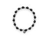 Howthere Silver Ball Bracelet Half & Half - Carved Silver Ball And Black Stone