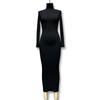 2023 Autumn Women's European & American Long-Sleeve Slim Dress with Half-High Collar