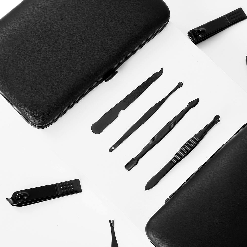 7/10/12/16/18Pcs Black Manicure Set Nail Clippers Hand Foot Face Care Stainless Steel Accessories Stainless Steel