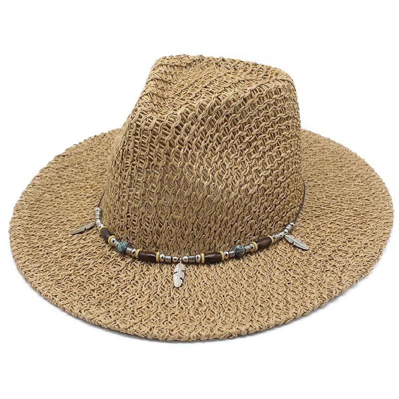 New ethnic style jazz straw hat spring and summer men's and women's outdoor beach sun protection hat