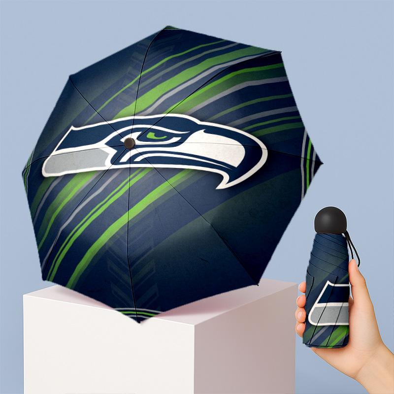Seattle Seahawks Printed 5?Fold Mini Umbrella 8?Rib Windproof Compact Umbrella For Women Pocket Carry