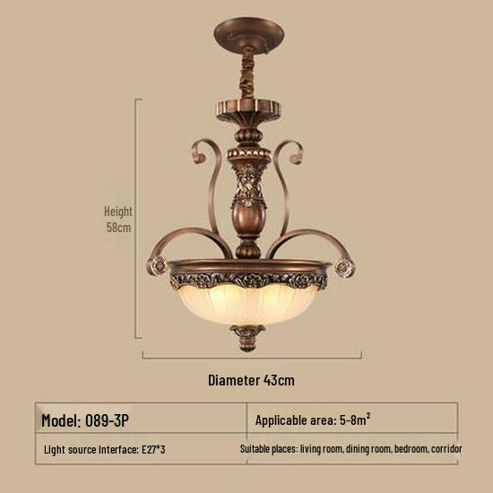 Retro Wrought Iron Pendant Light for Living Room, Villa, or Staircase