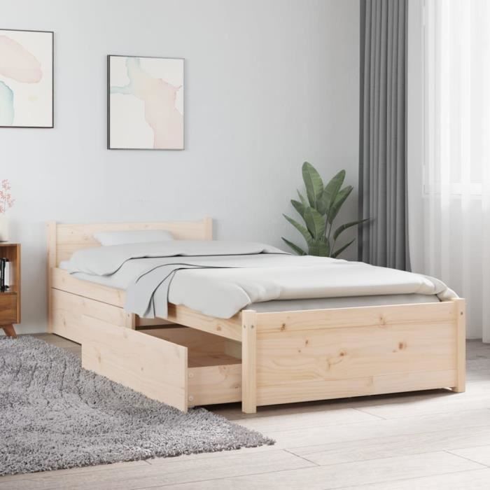 VidaXL Cadre de lit avec tiroirs 75x190 cm Petit simple 3103473