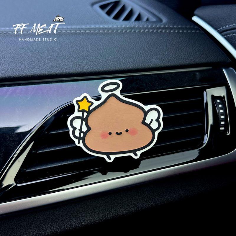 

Cute and Quirky Car Air Freshener Angel Devil Line Drawing Poop Hand-Painted Aroma Diffuser Stone Car Dashboard Vent Decoration Angel Poop(A bottle of essential oil)