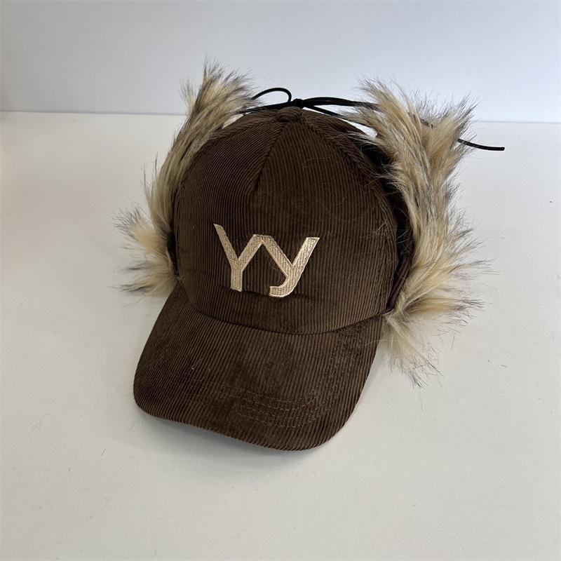 

Письмо вышитые вельветовые наушники уличный трендовый бренд мода бейсболка осень и зима защита ушей теплая универсальная шапка M（56-58cm） темно-коричневого