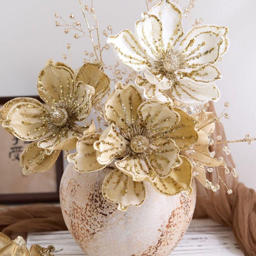 

Высококачественная имитация рождественского цветка своими руками поддельный блестящий цветок искусственный рождественский цветок рождественская вечеринка белый