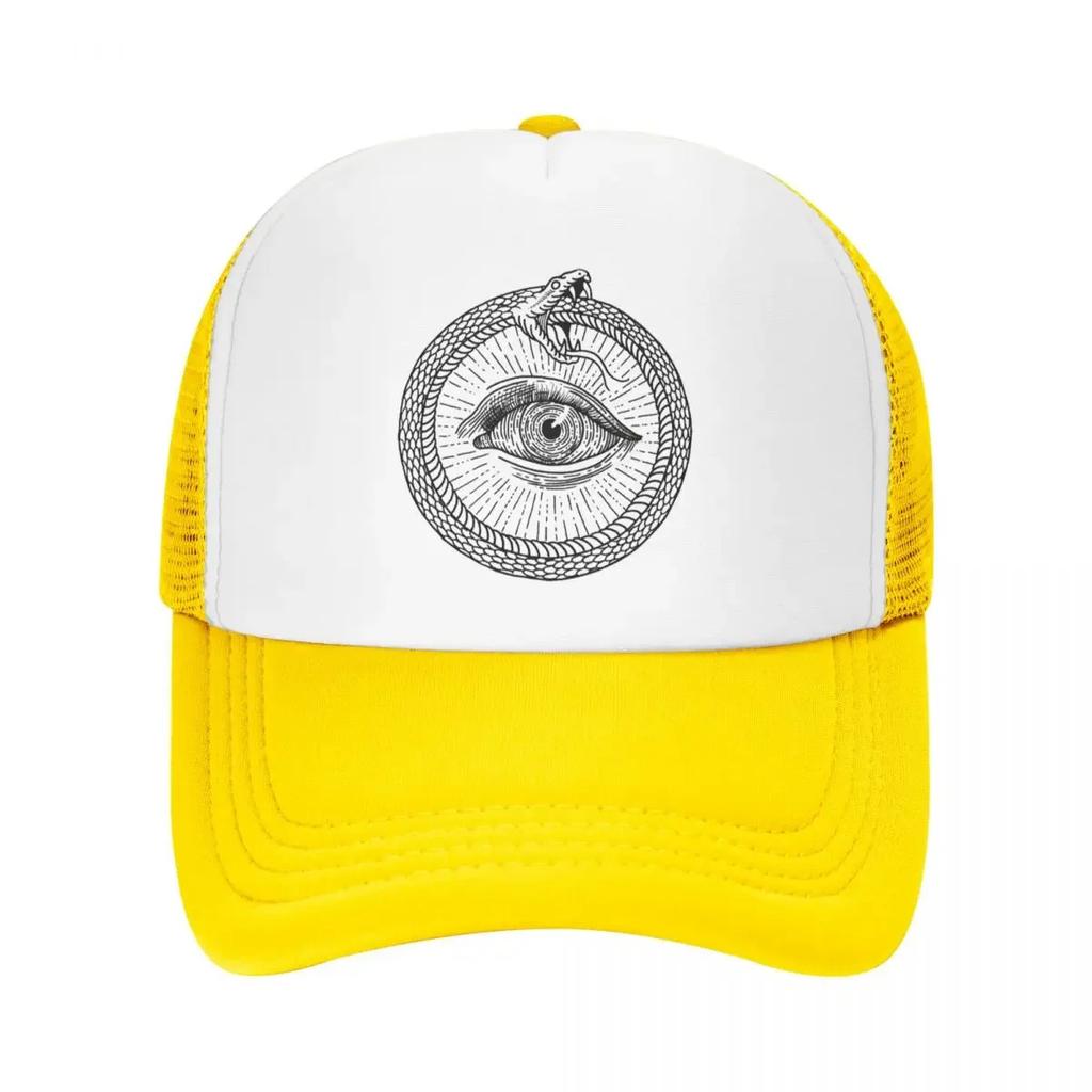Esoteric Illustration Of Ouroboros Snake Cap Fashion Mesh Baseball Caps Adjustable Hat Hip Hop Summer Unisex Baseball Hats