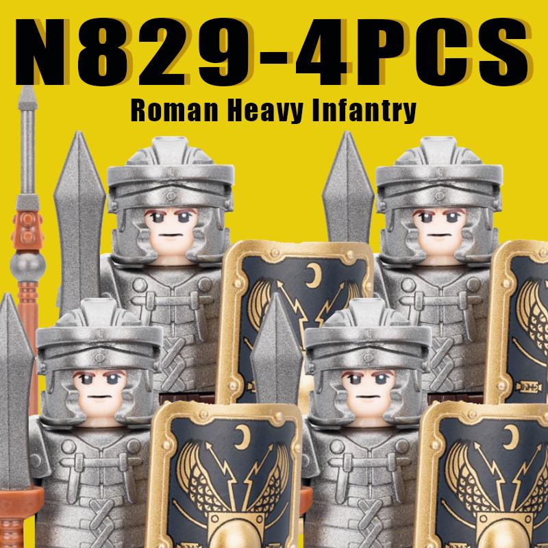 Medieval Military Rome Knights Building Blocks Castle Army Warrior Soldier Figures Crossbowman Shield Sword Legion Bricks Toys