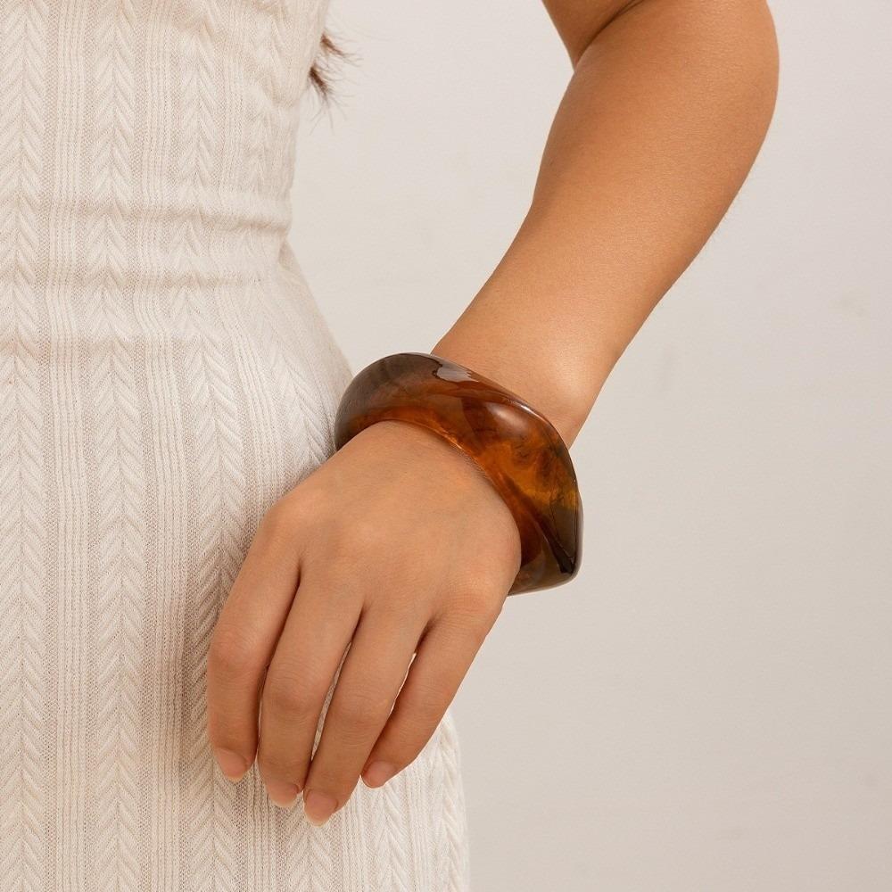 Geometric Irregular Wide Bracelet Bohemian Retro Hand Ring Exaggerated Acrylic Bangle  Gift