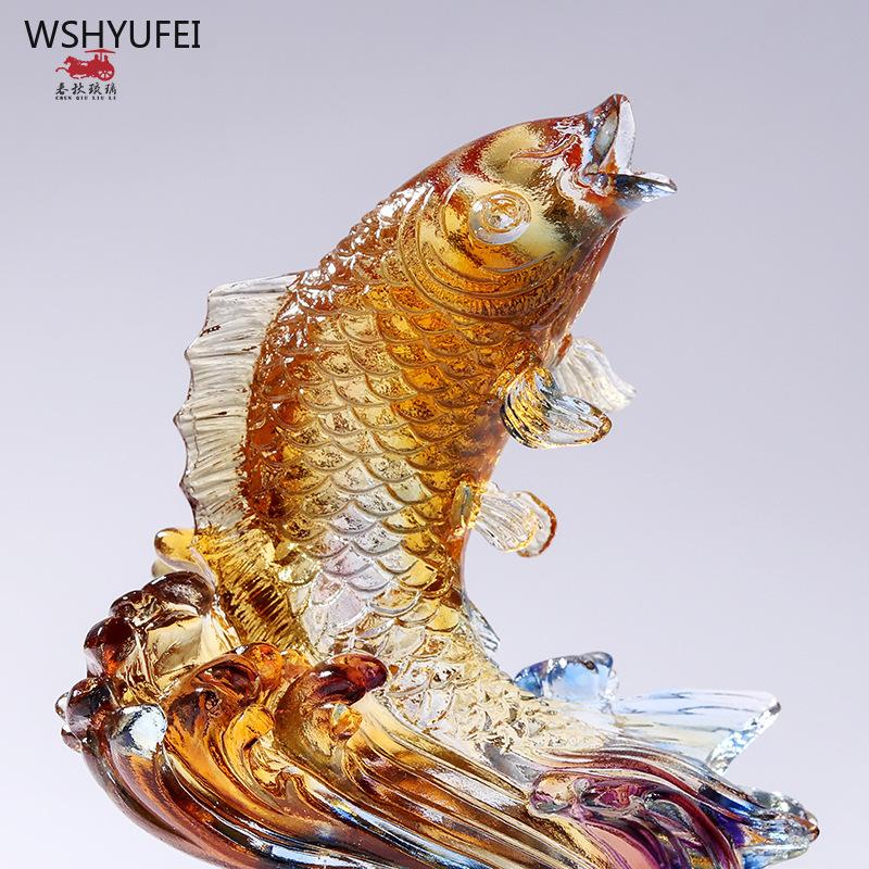 Home Feng Shui Ornament Living room glazed fish Arts and Crafts Office desktop decorations gift originality Home Decoration 1pcs