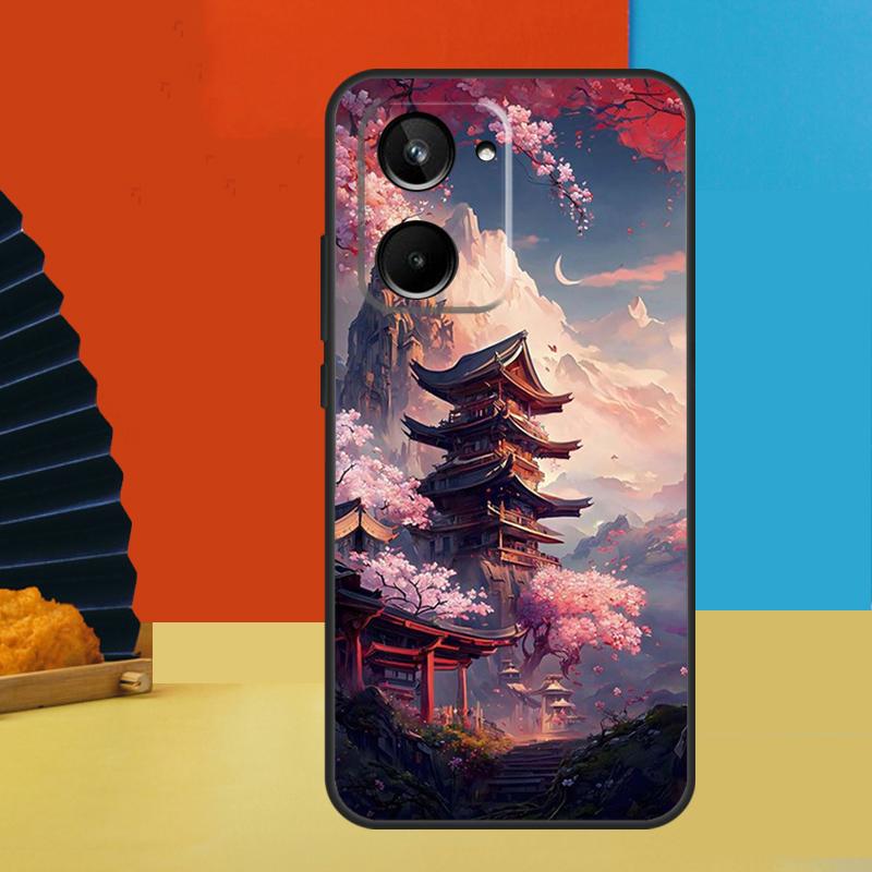 Japanese Art Temple Sakura For Realme 15 Pro 14 12 11 10 13 Pro Plus C65 C67 C63 C61 C55 C51 C53 C35 C75 GT6 GT7 Case