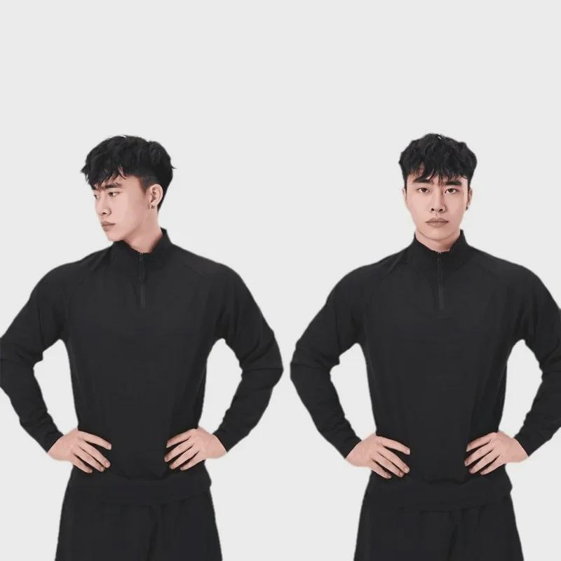 180G Quick-Dry Half-Zip Long Sleeve Fitness T-Shirt