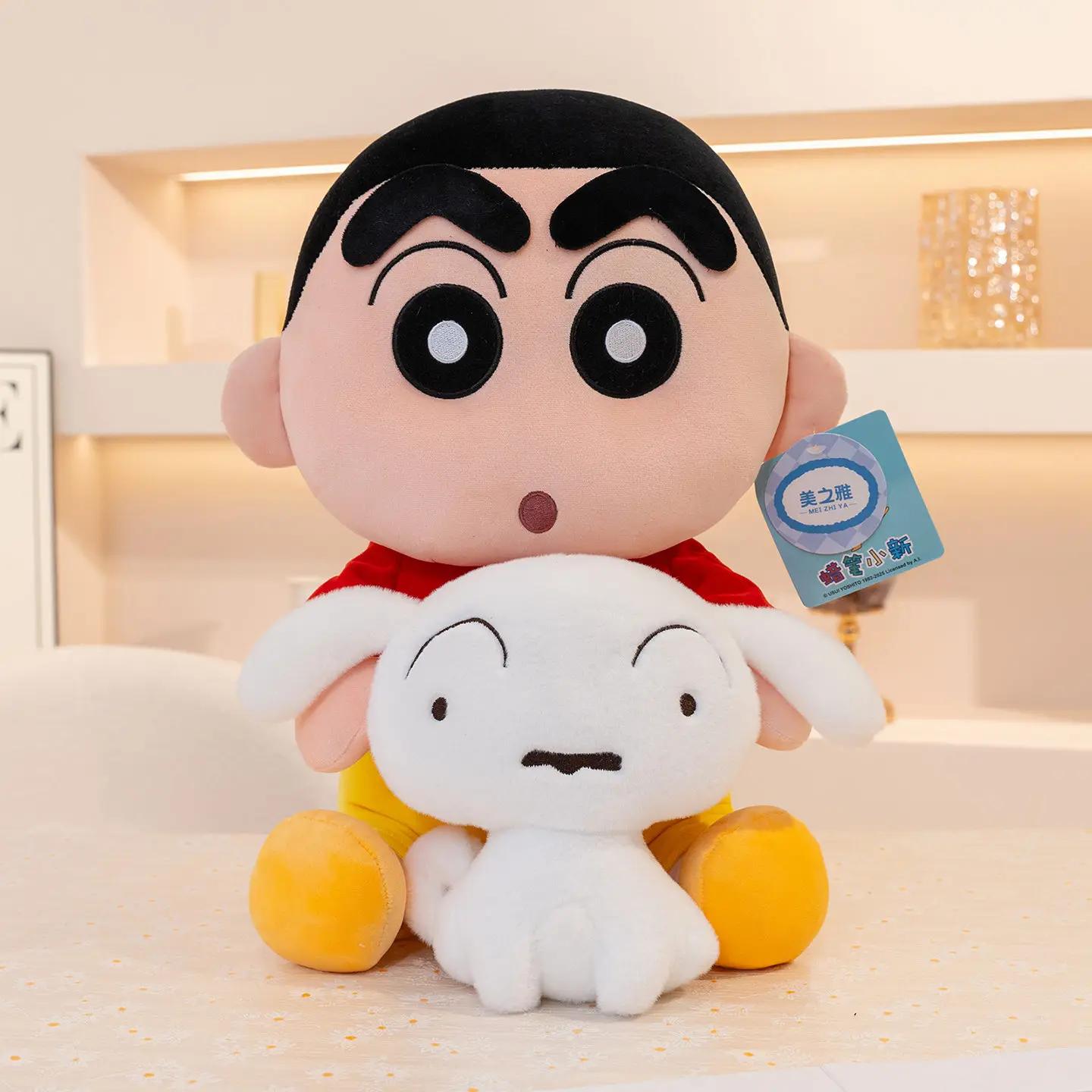 

With Tag Cute Crayon Shin-chan Hold Shiro Plushies Cartoon Anime Sleeping Doll Soft Cuddly Pillow Birthday Gifts Girl 22cm
