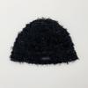 KOOKEESEE Hairy Knit Beanie Hat (Black)