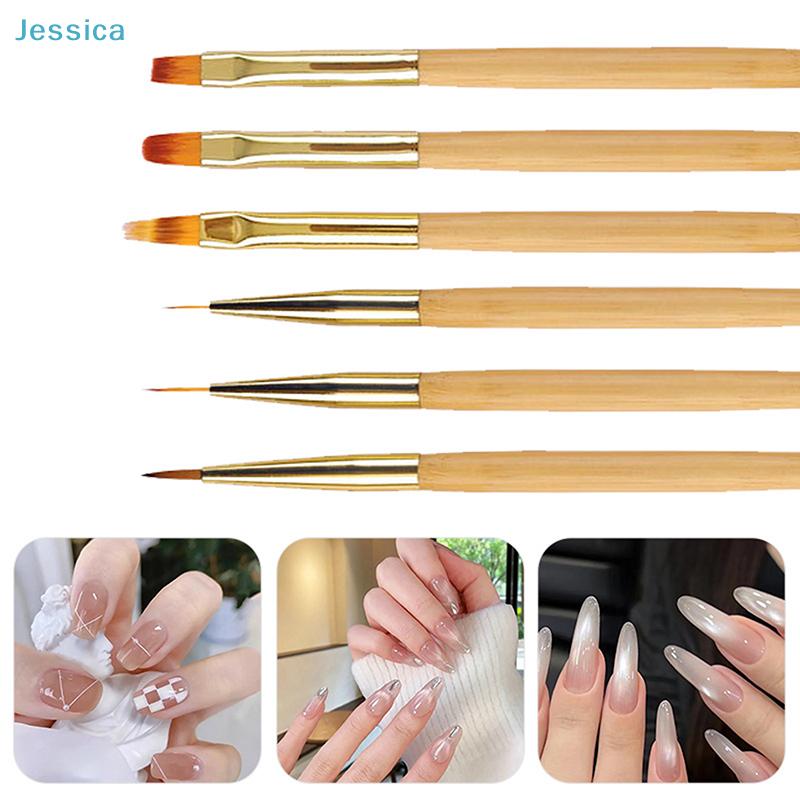 Dual-End Nail Art Brush Set - Bamboo Handle Nail Art Tools For Coloring Lining Nail Extension
